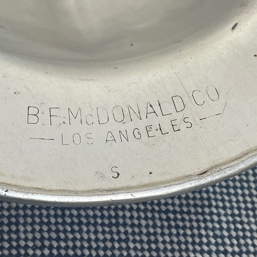 Vintage 1940s B.F. McDonald Aluminum Hard Hat Los Angeles Metal Full Brim - Picture 4 of 8